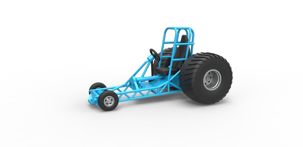 Diecast Chassis of Mini Rod pulling tractor 1:25 3D Print 481420