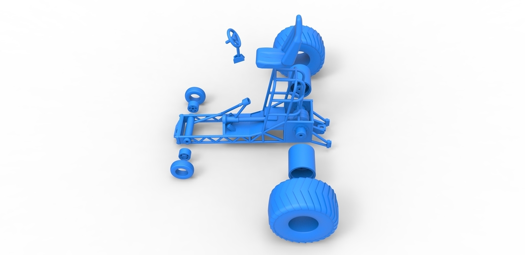 Diecast Chassis of Mini Rod pulling tractor 1:25 3D Print 481437