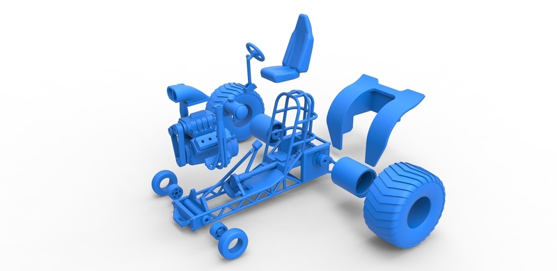 Mini Rod Frame Mini Rod pulling tractor 2 Scale 1 to 25 - Pinshape