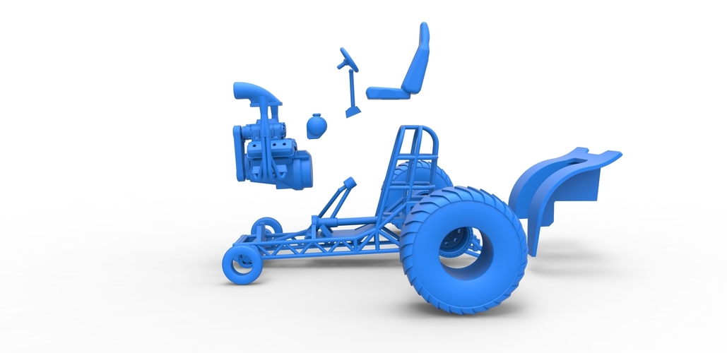 Mini Rod pulling tractor 2 Scale 1 to 25 3D Print 481473