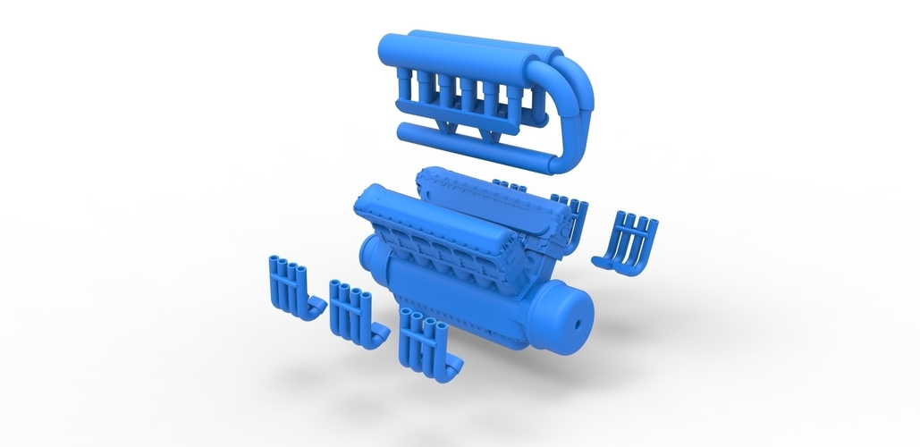 Engine V12 for pulling tractor Scale 1:25 3D Print 481616