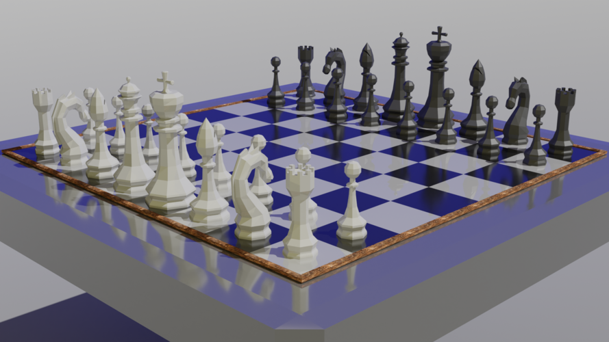 Low poly Chess set 3D Print 481620