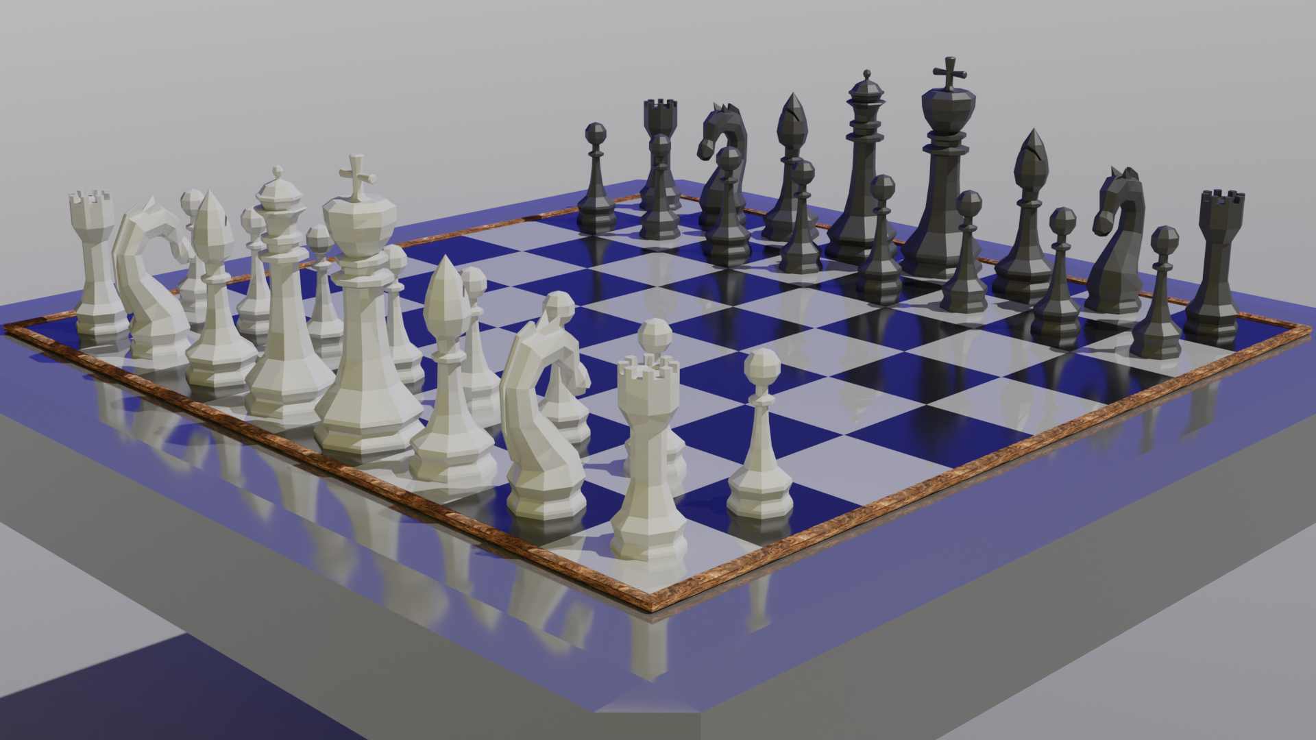 3D model dramatic chess set VR / AR / low-poly