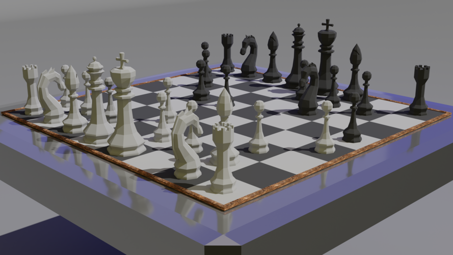 Low poly Chess set 3D Print 481621