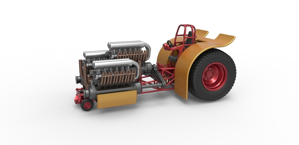 Pulling tractor with 3 engines V12 Scale 1 to 25 3D Print 481672