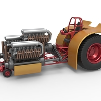 Small Pulling tractor with 3 engines V12 Scale 1 to 25 3D Printing 481672