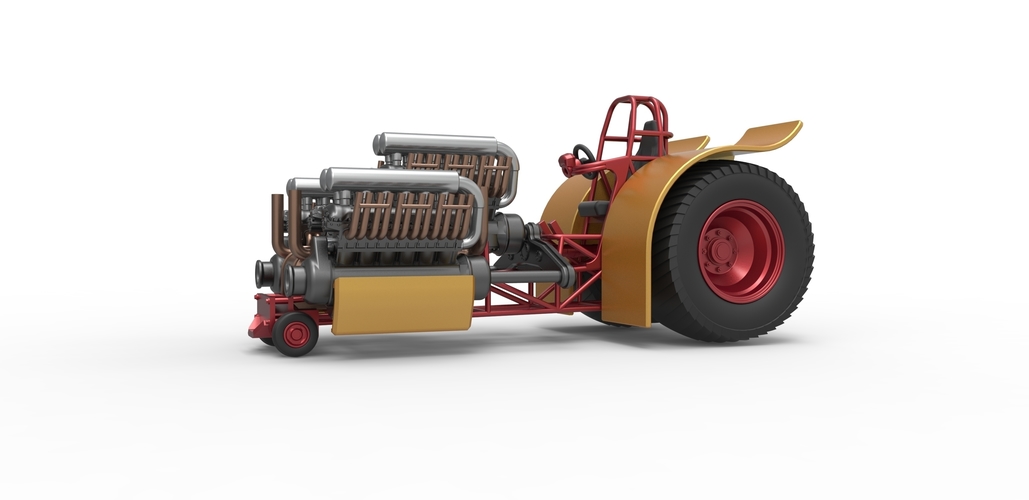 Pulling tractor with 3 engines V12 Scale 1 to 25 3D Print 481673