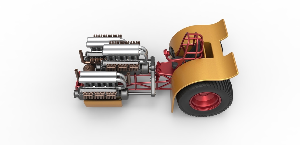 Pulling tractor with 3 engines V12 Scale 1 to 25 3D Print 481679