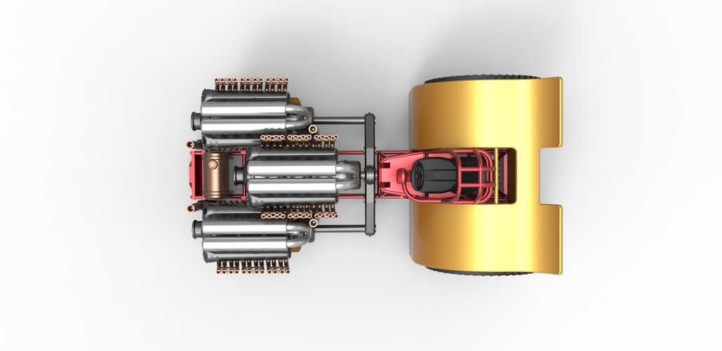 Pulling tractor with 3 engines V12 Scale 1 to 25 3D Print 481680