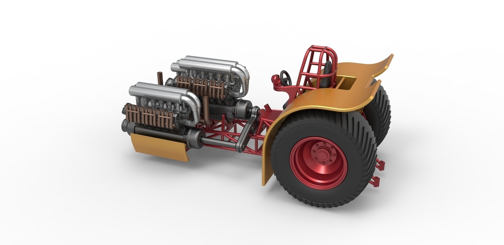 Pulling tractor with 3 engines V12 Scale 1 to 25 3D Print 481681