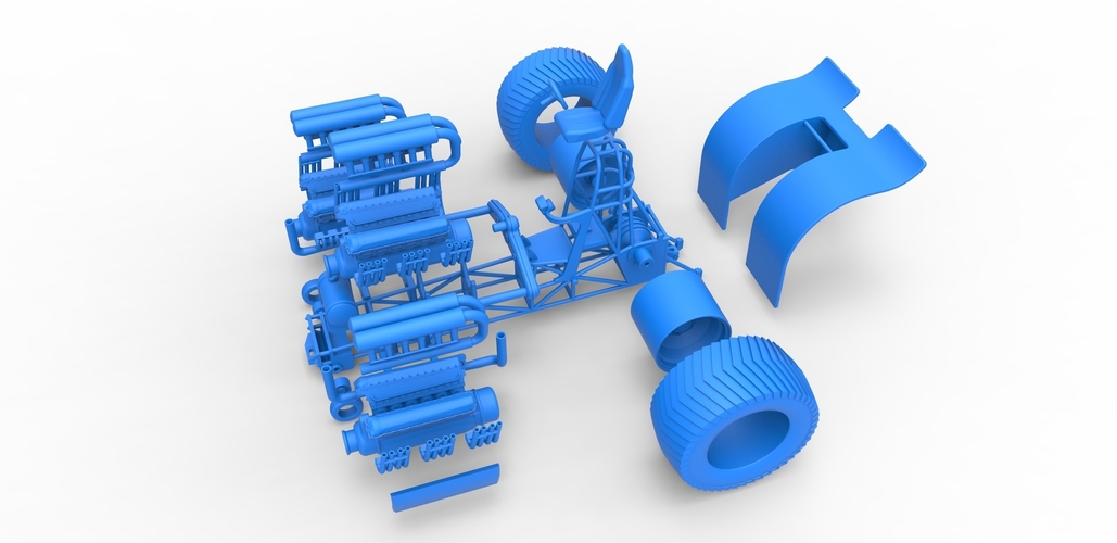 Pulling tractor with 3 engines V12 Scale 1 to 25 3D Print 481686