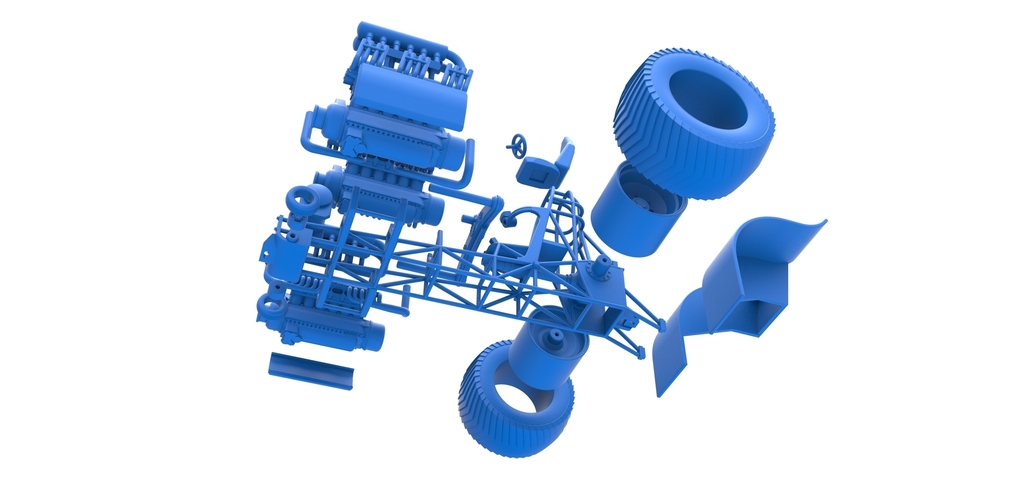 Pulling tractor with 3 engines V12 Scale 1 to 25 3D Print 481687