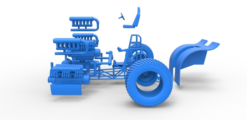 Pulling tractor with 3 engines V12 Scale 1 to 25 3D Print 481689