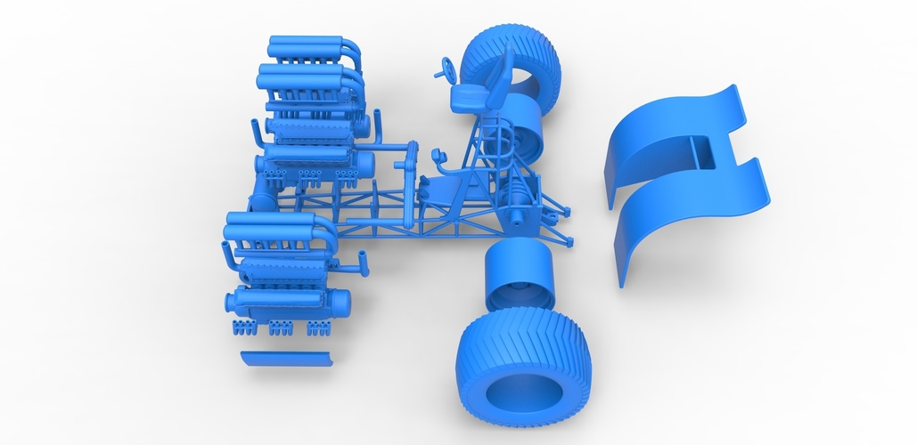 Pulling tractor with 3 engines V12 Scale 1 to 25 3D Print 481690