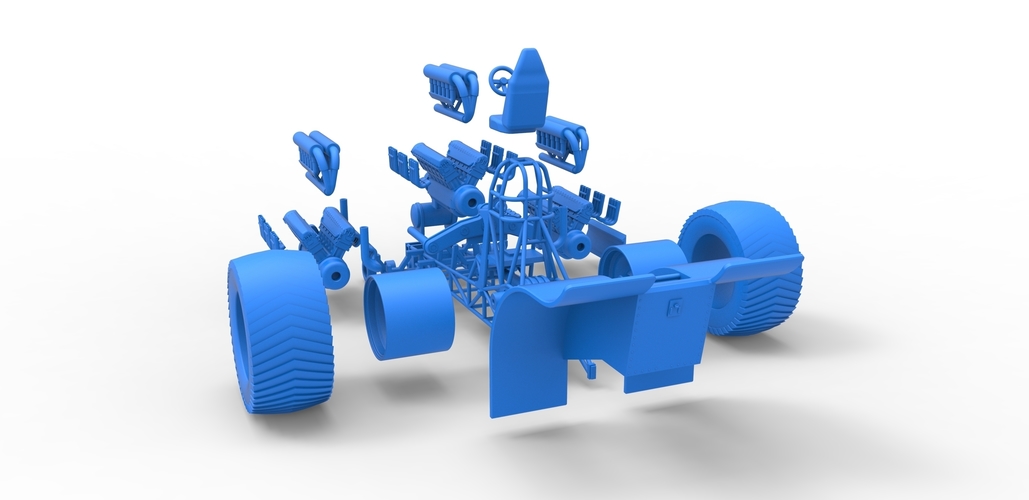 Pulling tractor with 3 engines V12 Scale 1 to 25 3D Print 481692