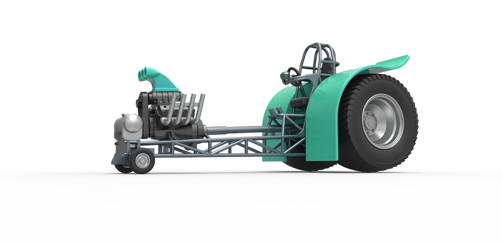 Pulling tractor with single V8 engine 1:25 3D Print 481703