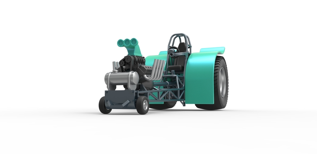 Pulling tractor with single V8 engine 1:25 3D Print 481705