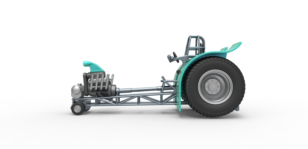 Pulling tractor with single V8 engine 1:25 3D Print 481708