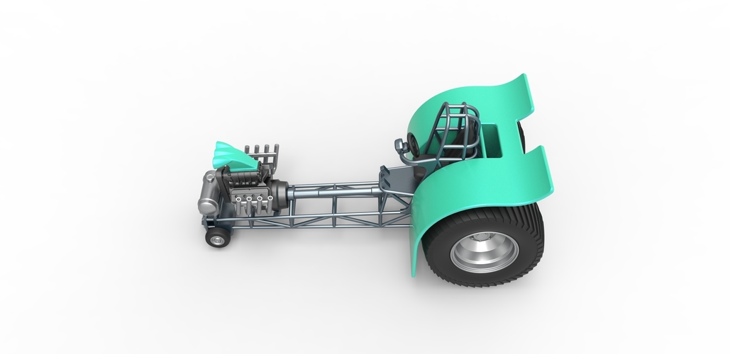 Pulling tractor with single V8 engine 1:25 3D Print 481709