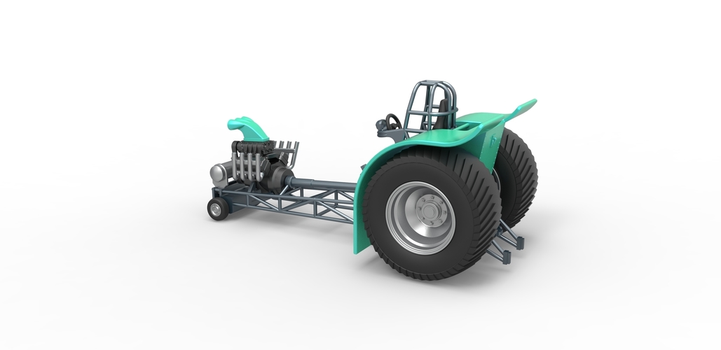 Pulling tractor with single V8 engine 1:25 3D Print 481711