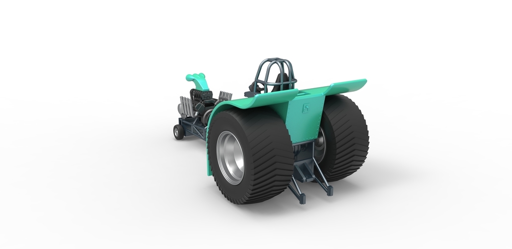 Pulling tractor with single V8 engine 1:25 3D Print 481712