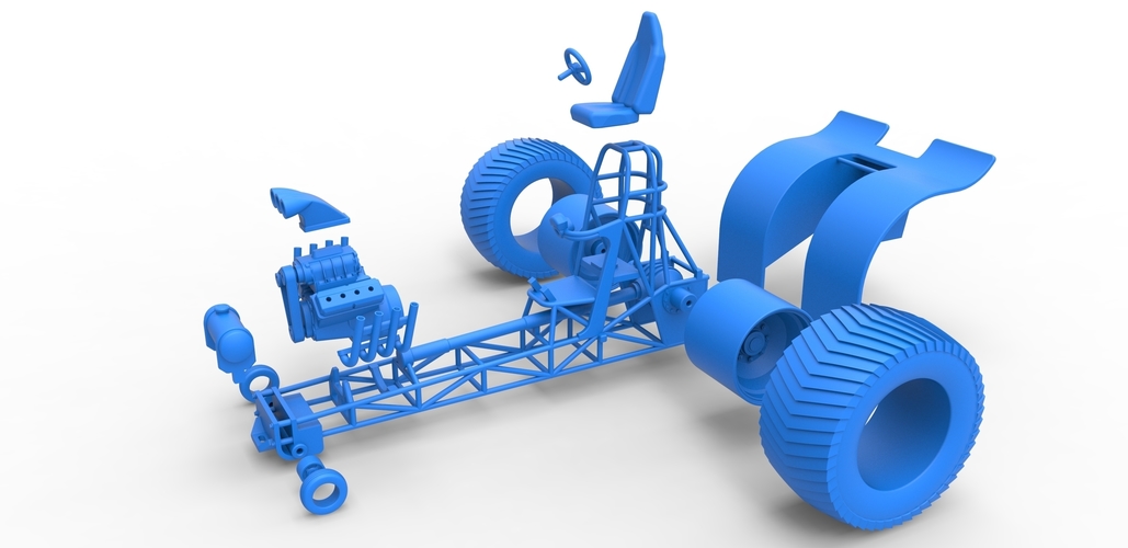 Pulling tractor with single V8 engine 1:25 3D Print 481715