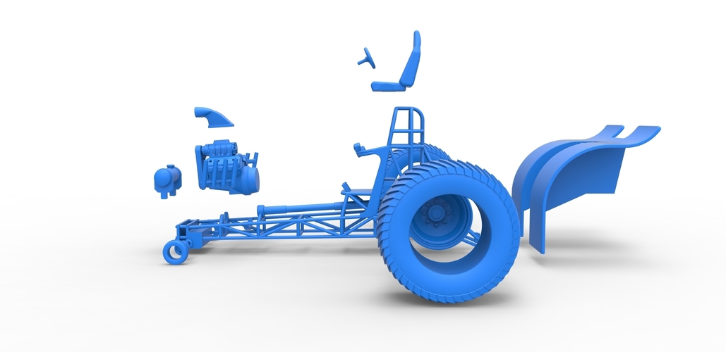 Pulling tractor with single V8 engine 1:25 3D Print 481718