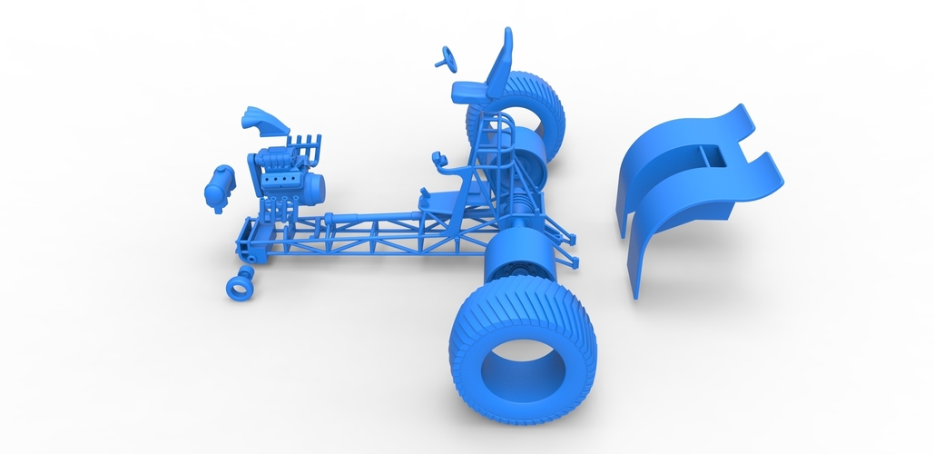 Pulling tractor with single V8 engine 1:25 3D Print 481719