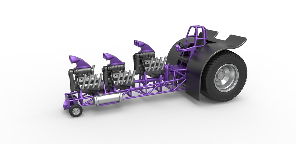 Pulling tractor with 3 engines V8 Scale 1 to 25 3D Print 481750