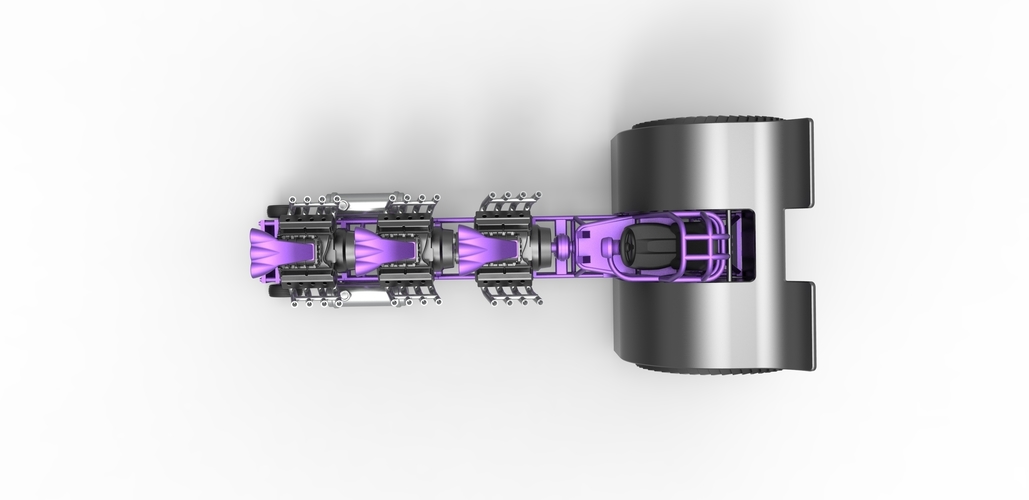 Pulling tractor with 3 engines V8 Scale 1 to 25 3D Print 481758