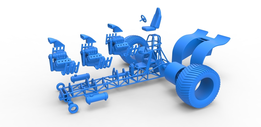 Pulling tractor with 3 engines V8 Scale 1 to 25 3D Print 481763