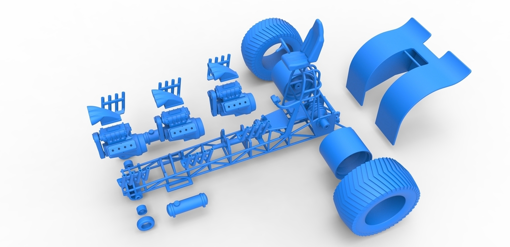 Pulling tractor with 3 engines V8 Scale 1 to 25 3D Print 481764