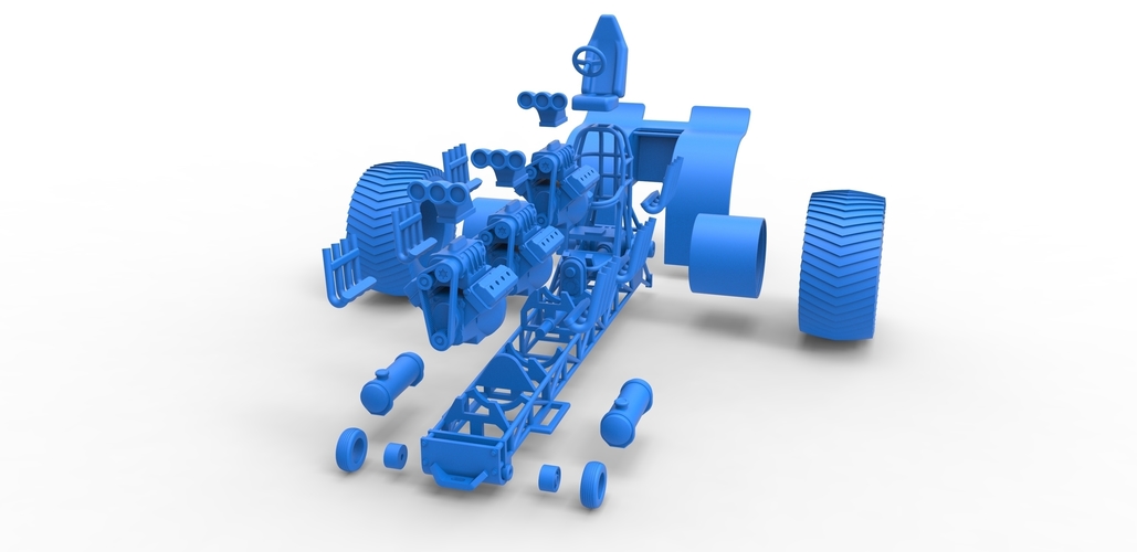 Pulling tractor with 3 engines V8 Scale 1 to 25 3D Print 481766