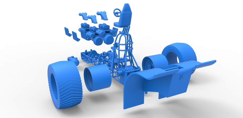 Pulling tractor with 3 engines V8 Scale 1 to 25 3D Print 481769