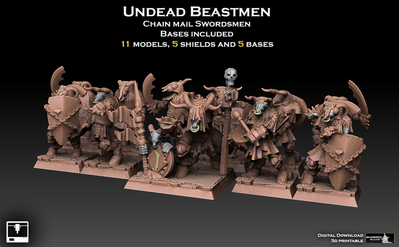 Undead Beastmen Chain Mail Swordsmen 3D Print 481853