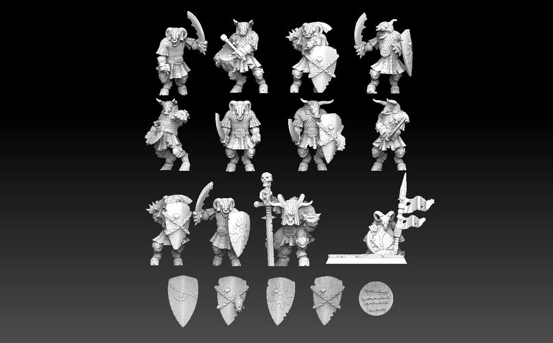 Undead Beastmen Chain Mail Swordsmen 3D Print 481855