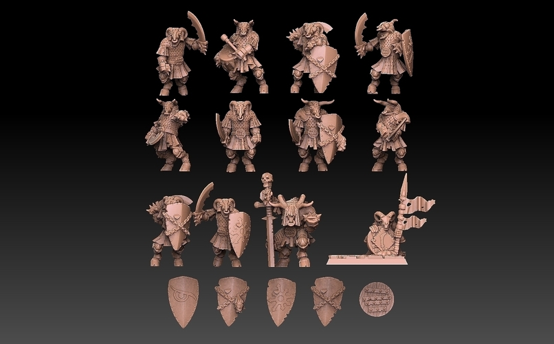 Undead Beastmen Chain Mail Swordsmen 3D Print 481857