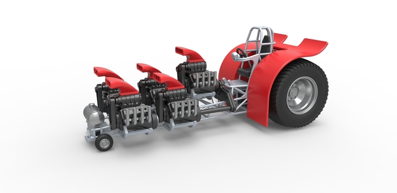 Pulling tractor with 5 engines V8 Scale 1 to 25