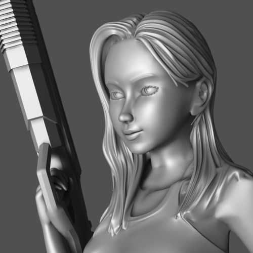 3D Printed Girl with a big gun by einstein_de@freenet.de | Pinshape