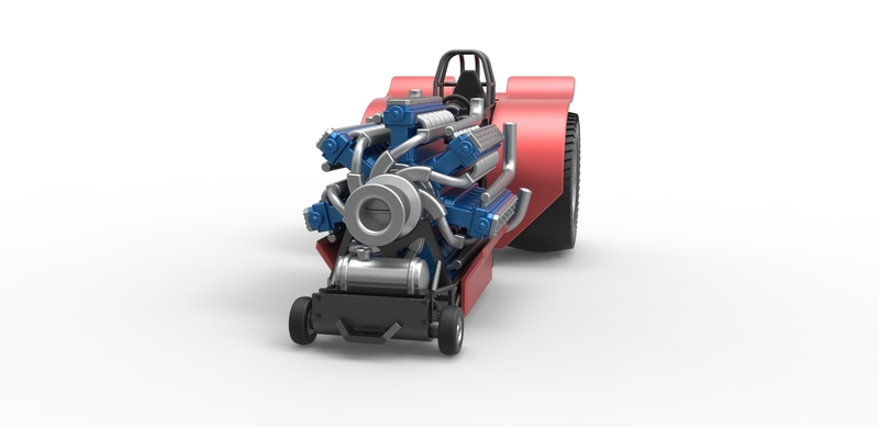 Pull Back Engine Pulling tractor with 42 cylinder Radial engine 1:25 - Pinshape