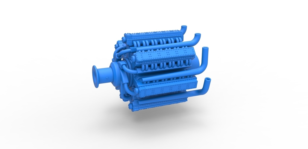 Radial engine with 42 cylinder for Pulling tractor 1:25 3D Print 482966