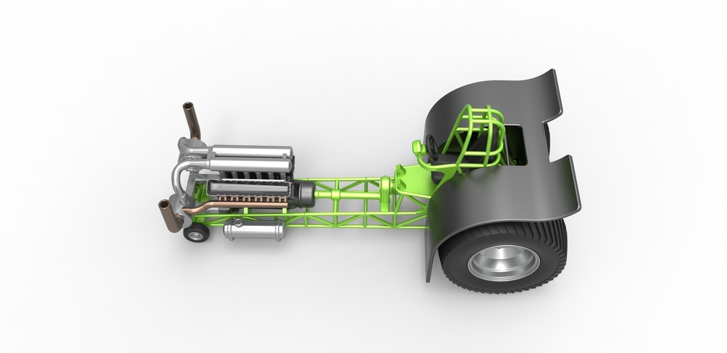 Pulling tractor with single turbo engine V12 1:25 3D Print 483046