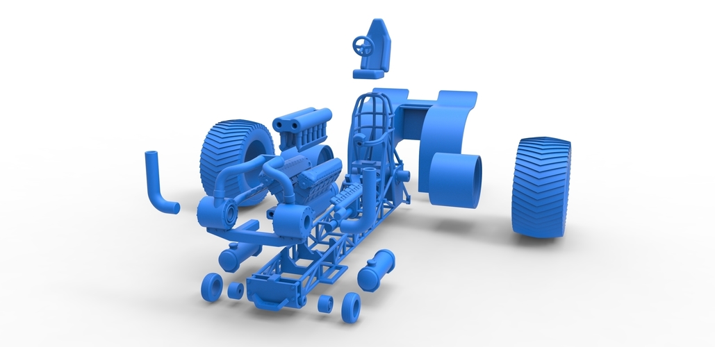 Pulling tractor with single turbo engine V12 1:25 3D Print 483054