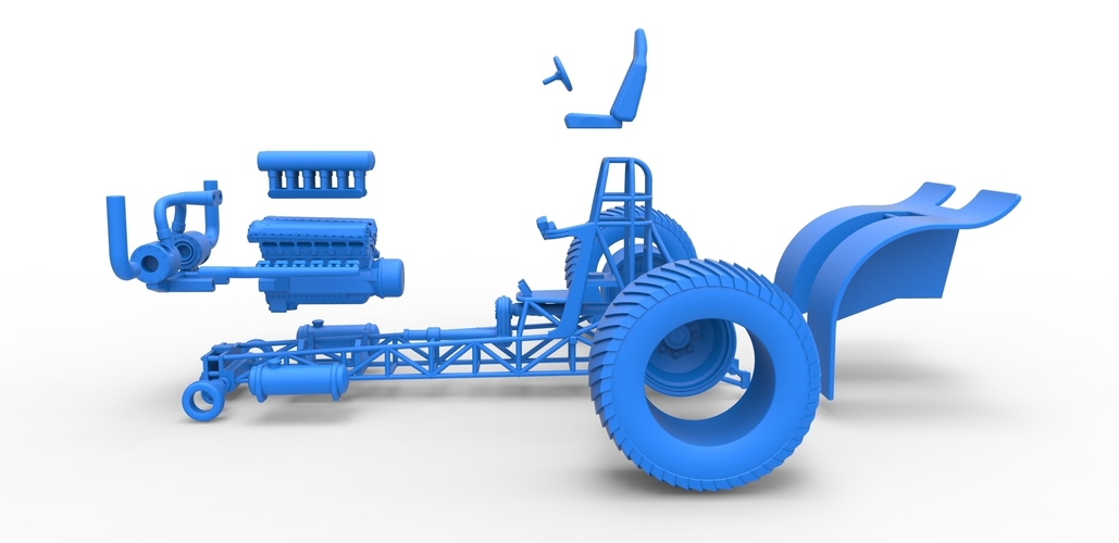 Pulling tractor with single turbo engine V12 1:25 3D Print 483055