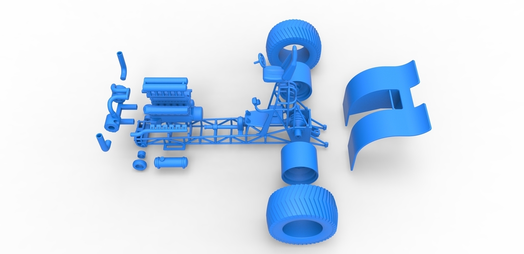 Pulling tractor with single turbo engine V12 1:25 3D Print 483056