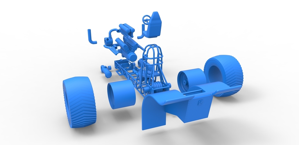 Pulling tractor with single turbo engine V12 1:25 3D Print 483058