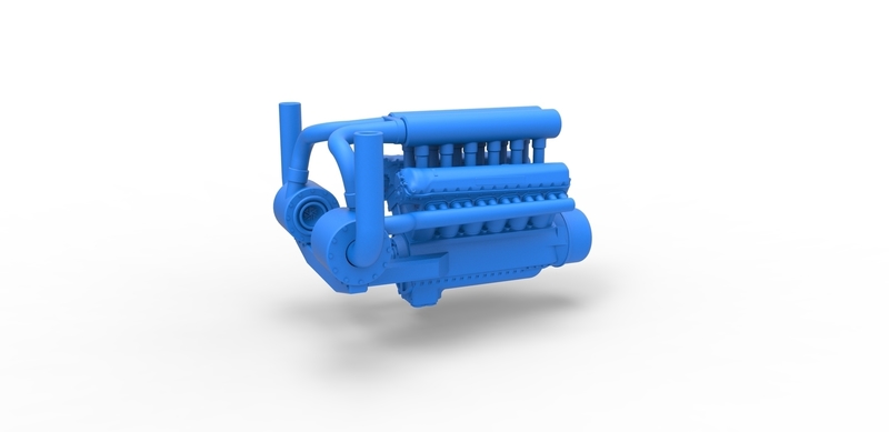 Turbo engine V12 for pulling tractor 2 Scale 1:25