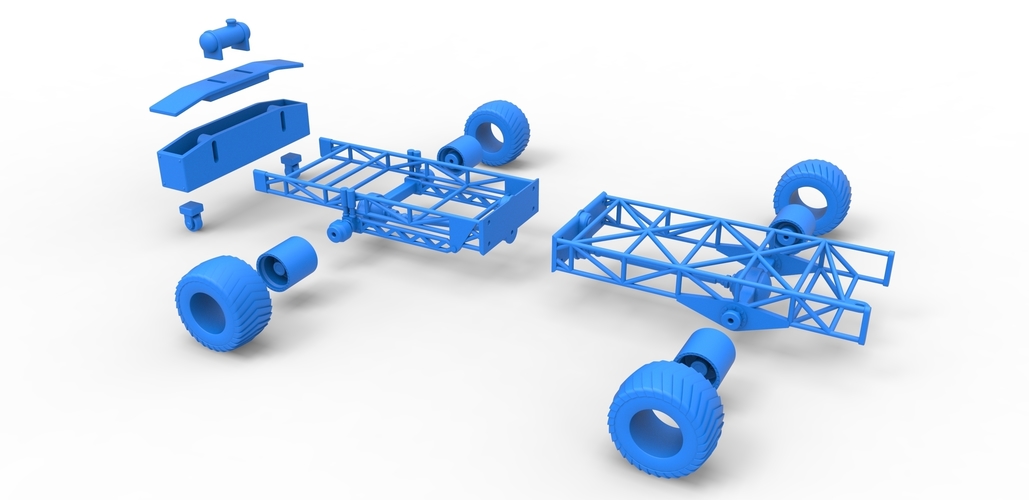 Chassis of 4wd pulling truck Scale 1:25 3D Print 483633