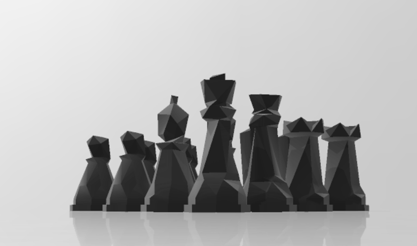 Faceted Chess Set 3D Print 483733