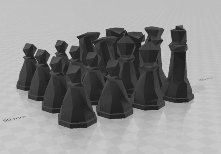 Faceted Chess Set 3D Print 483734